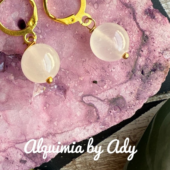 Alquimia Gold and selenite Earrings - Picture 1 of 1